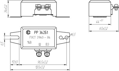 Рис.2. Габаритный чертеж регулятора РР362Б1