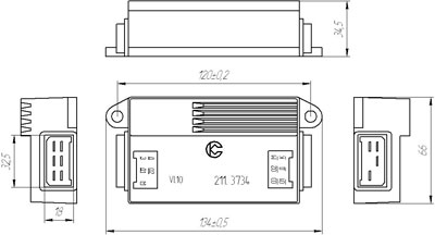 Рис.2. Габаритный чертеж коммутатора электронного 211.3734