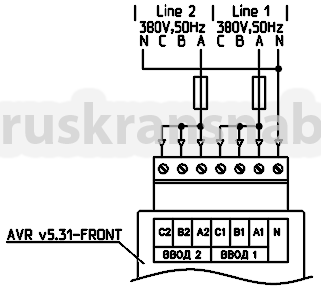 Схема включения контроллера для работы с однофазными источниками